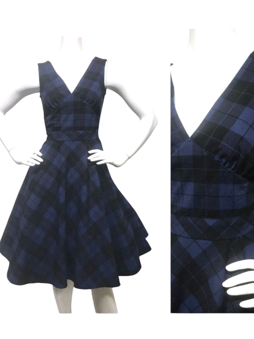 RETROLICIOUS Vtg 50s 60s Look Plaid PinUP Dress XS